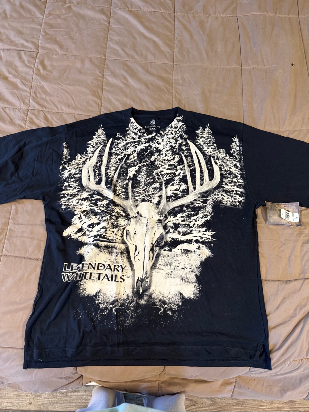 Legendary Whitetails Black Short-Sleeve Tee with White Antler Skull Graphic